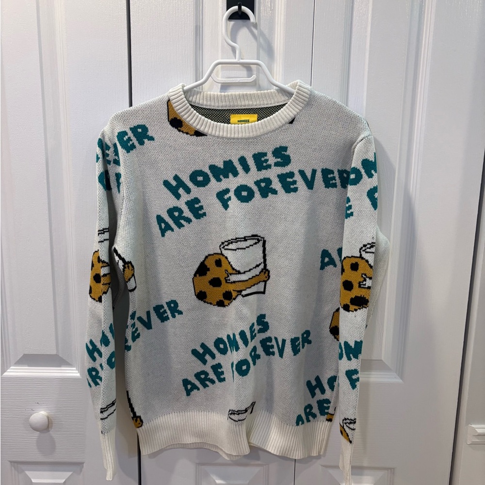 Frank & Oak Graphic Crewneck Sweater - White and Brown